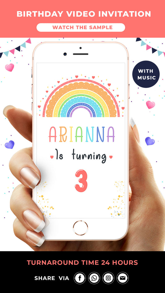 Rainbow Birthday Video Invitation