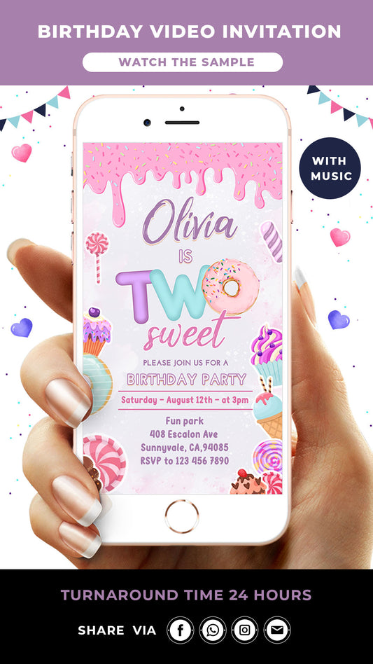 Two Sweet Birthday Video Invitation