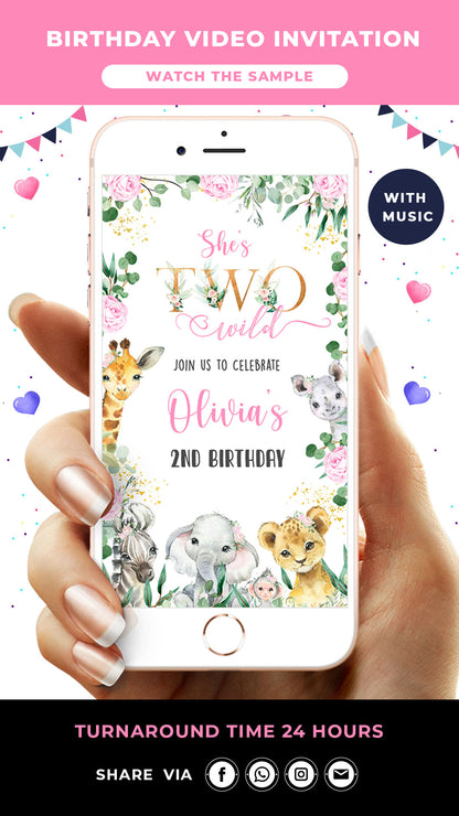 Digital Two Wild Birthday Video Invitation