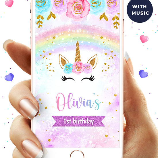 Unicorn Birthday Video Invitation