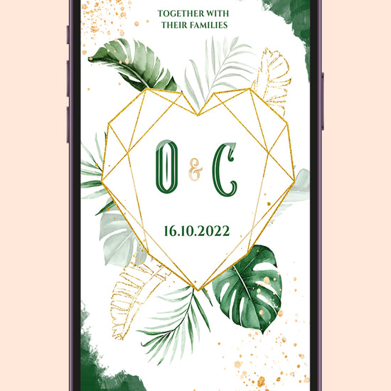 Elegant Affair: Greenery & Gold Wedding Digital Video Invite Template!