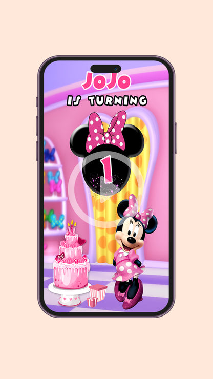 Digital Minnie Mouse Birthday Video Invitation