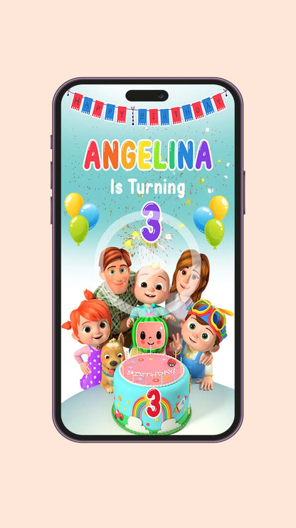 Cocomelon Birthday Video Invitation