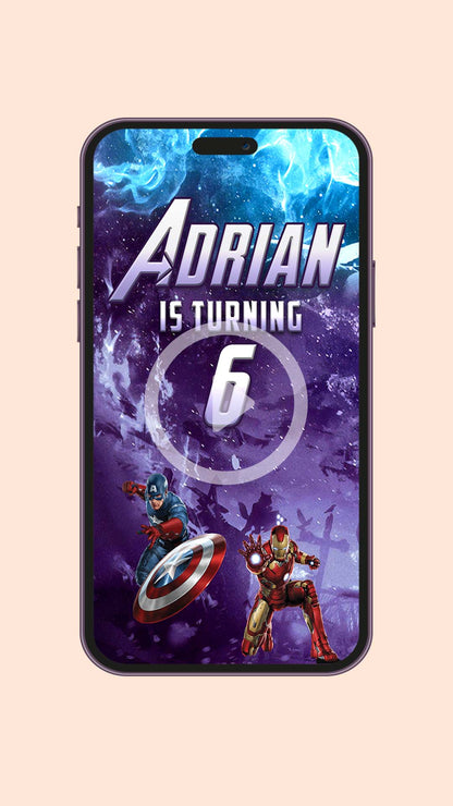 Digital Avengers Birthday Video Invitation