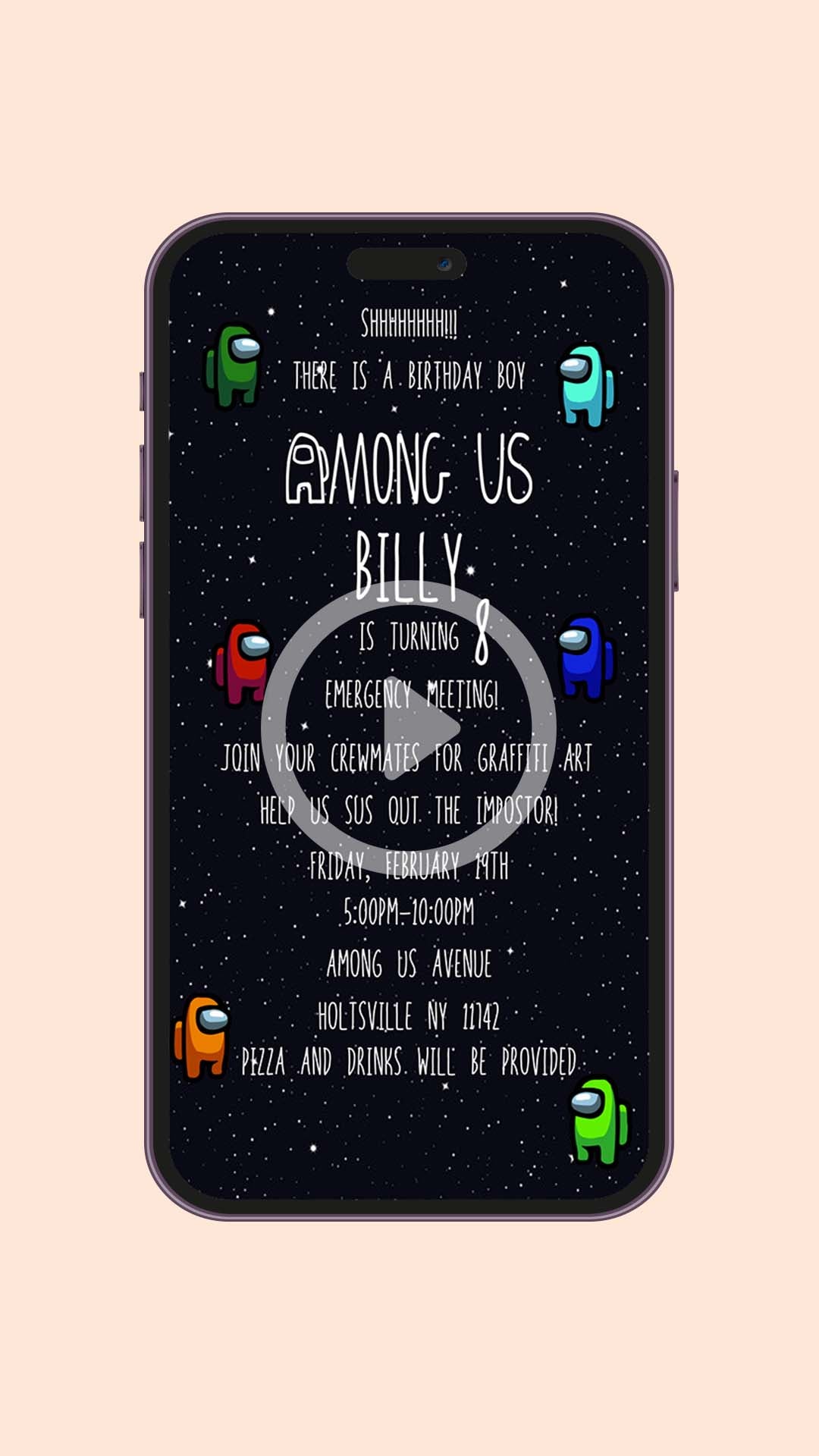 Among Us Birthday Video Invitation