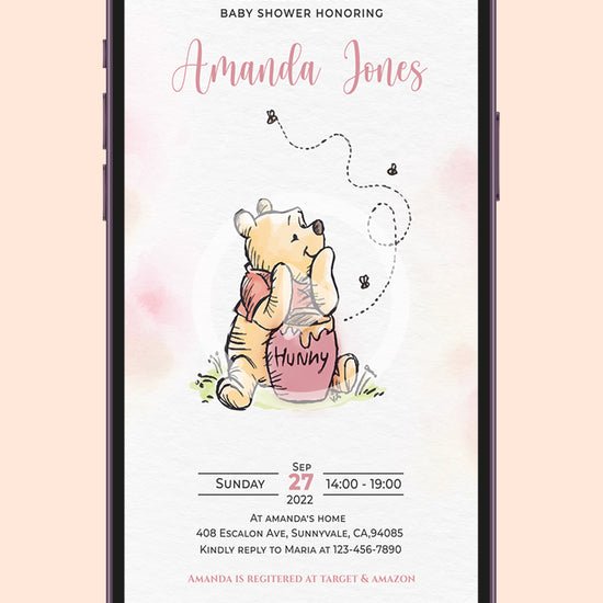 Winnie The Pooh Baby Shower Video Invitation Girl