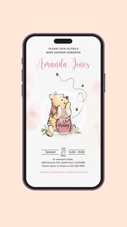 Winnie The Pooh Baby Shower Video Invitation Girl