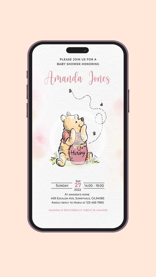 Winnie The Pooh Baby Shower Video Invitation Girl