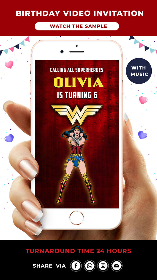 Wonder Woman Birthday Video Invitation