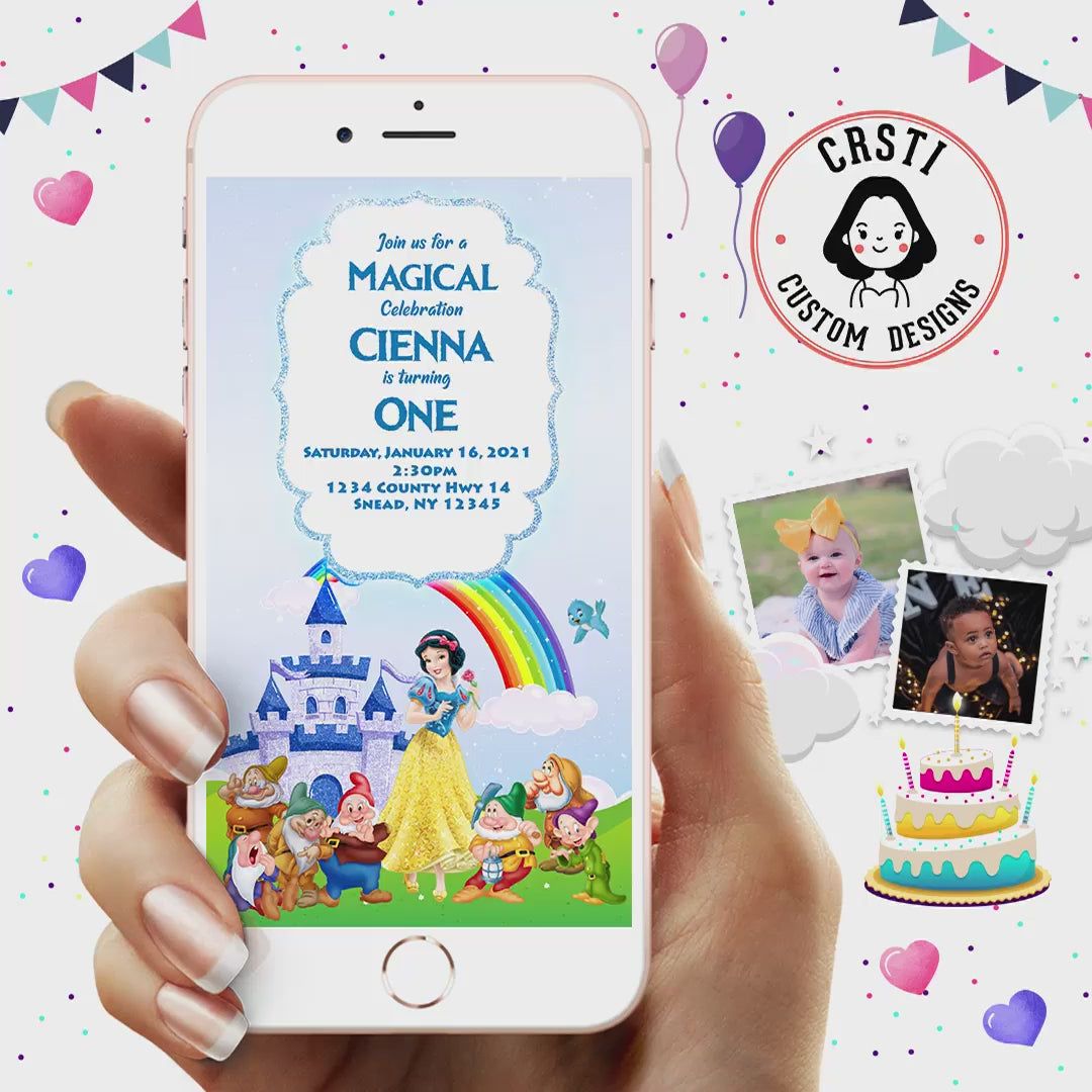 Fairy Tale Celebration: Snow White Birthday Digital Video Invitation!