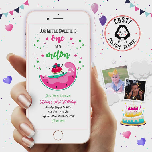 Juicy Celebration: Watermelon Birthday Digital Video Invitation!
