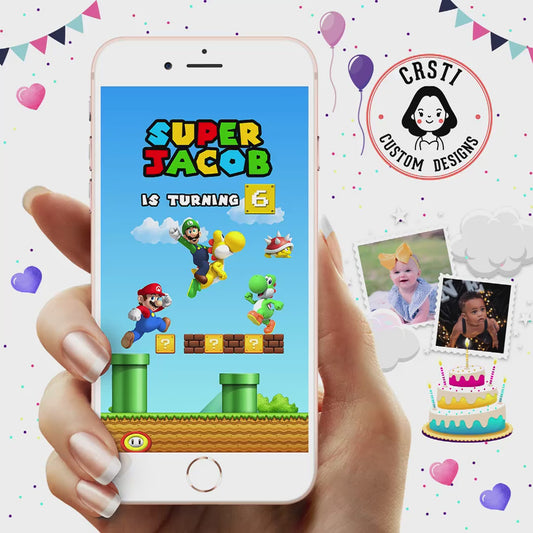 Game On: Super Mario Digital Birthday Video Invitation for Adventure!