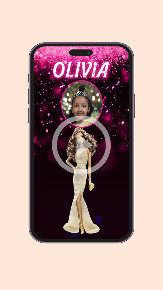 Black Barbie Birthday Video Invitation