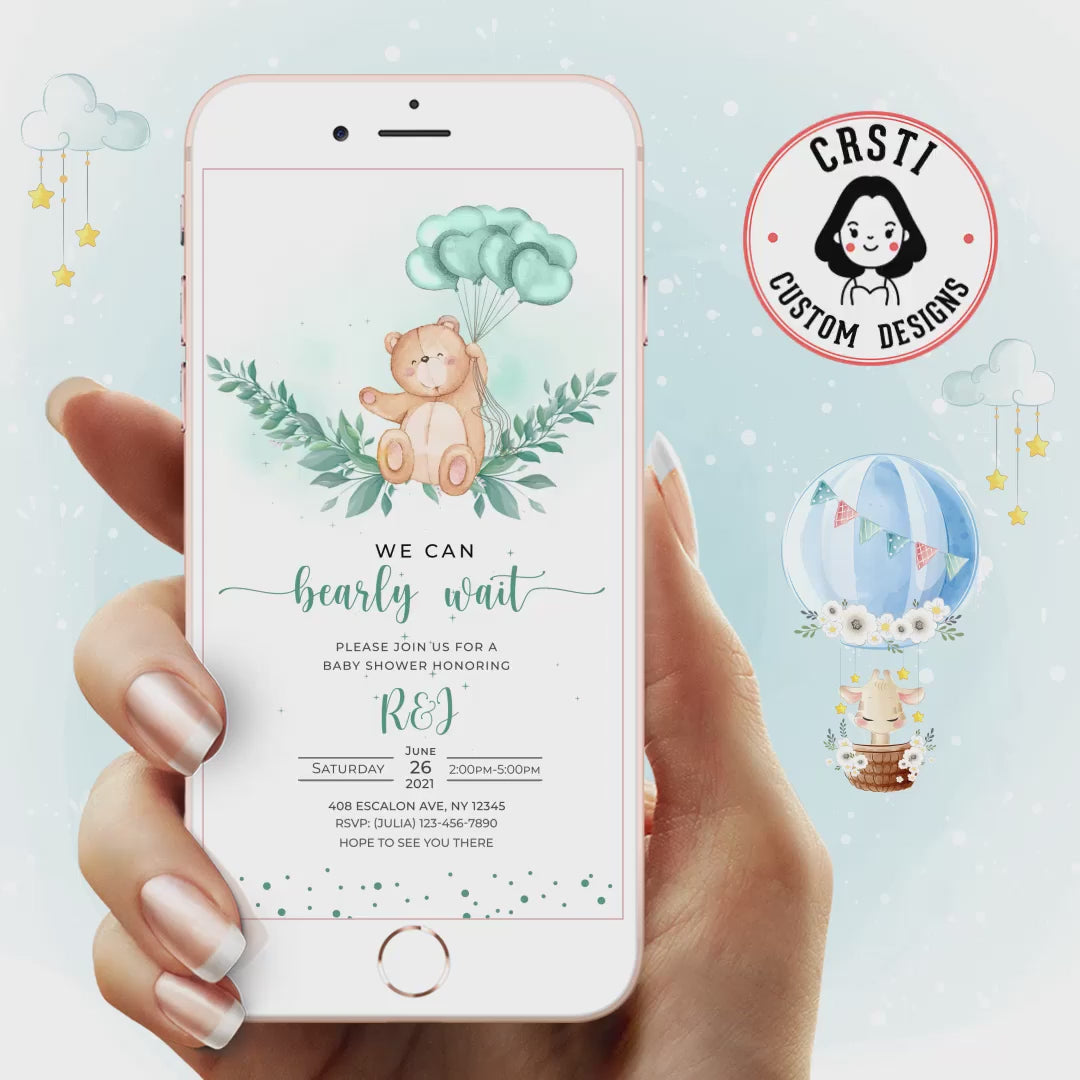 Cuddly Celebration: Bear Baby Shower Digital Video Invite!