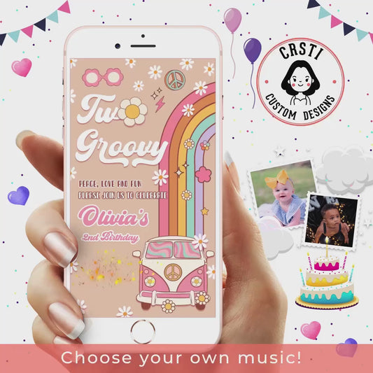 Get Your Groove On: Two Groovy Birthday Digital Video Invitation!