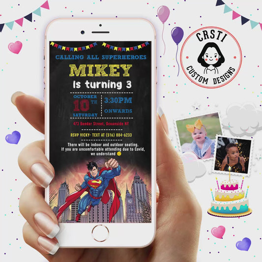 Superhero Celebration: Superman Birthday Digital Video Invitation!