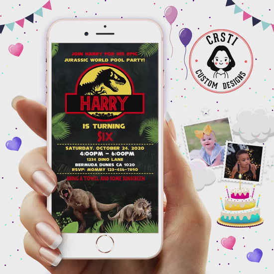 Roaring Fun: Jurassic World Birthday Digital Video Invitation Adventure!