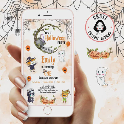 Spooky Celebration: Halloween Birthday Digital Video Invite Template!