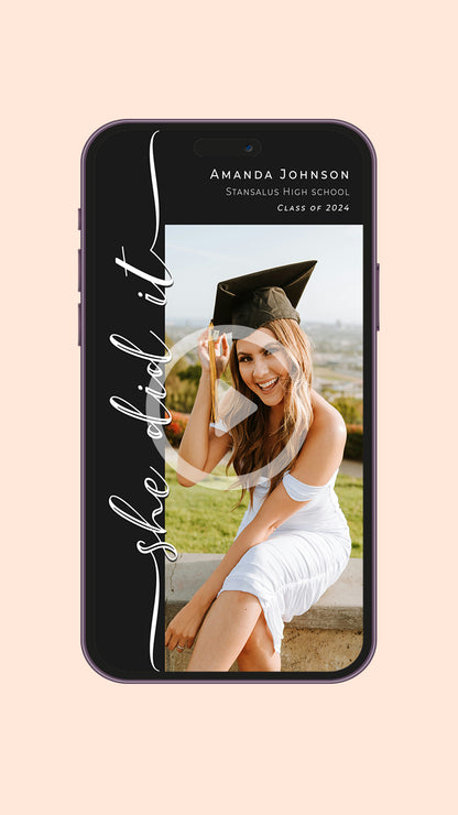 She Did It Graduation Video Invitation