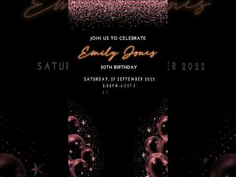 Elegant Affair: Rose Gold Adult Birthday Digital Video Invitation!