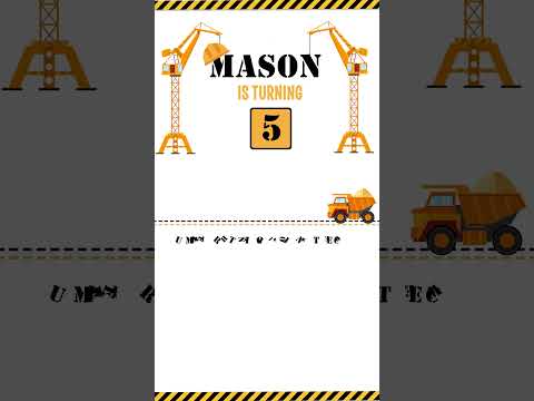 Build-A-Bash: Construction Birthday Digital Video Invite Template!"