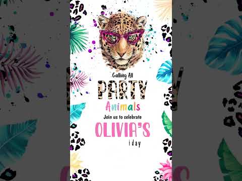 Digital Party Animals Birthday Video Invitation