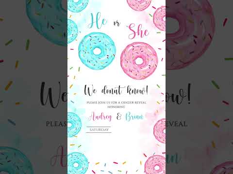 Sweet Surprise: Donuts Gender Reveal Digital Video Invite Template!