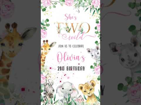 Digital Two Wild Birthday Video Invitation