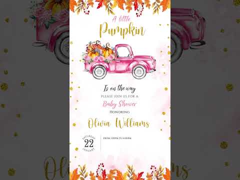 Harvest Happiness: Pumpkin Truck Baby Shower Digital Invitation!