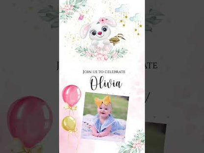 Hoppy Celebration: Cute Bunny Birthday Digital Video Invite Template!