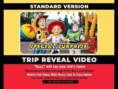 Personalized Toy Story Disney Trip Surprise Reveal Video
