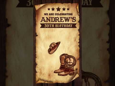 Digital Country Western Birthday Video Invitation