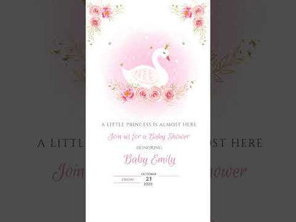 Graceful Arrival: Swan Baby Shower Digital Video Invitations!