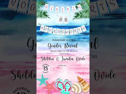 Ocean Elegance: Beach Gender Reveal Video Invitation