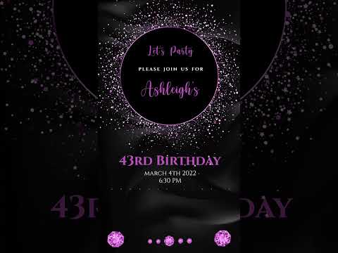 Elegant Diamond Theme: Adult Birthday Digital Video Invite!
