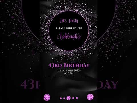 Elegant Diamond Theme: Adult Birthday Digital Video Invite!