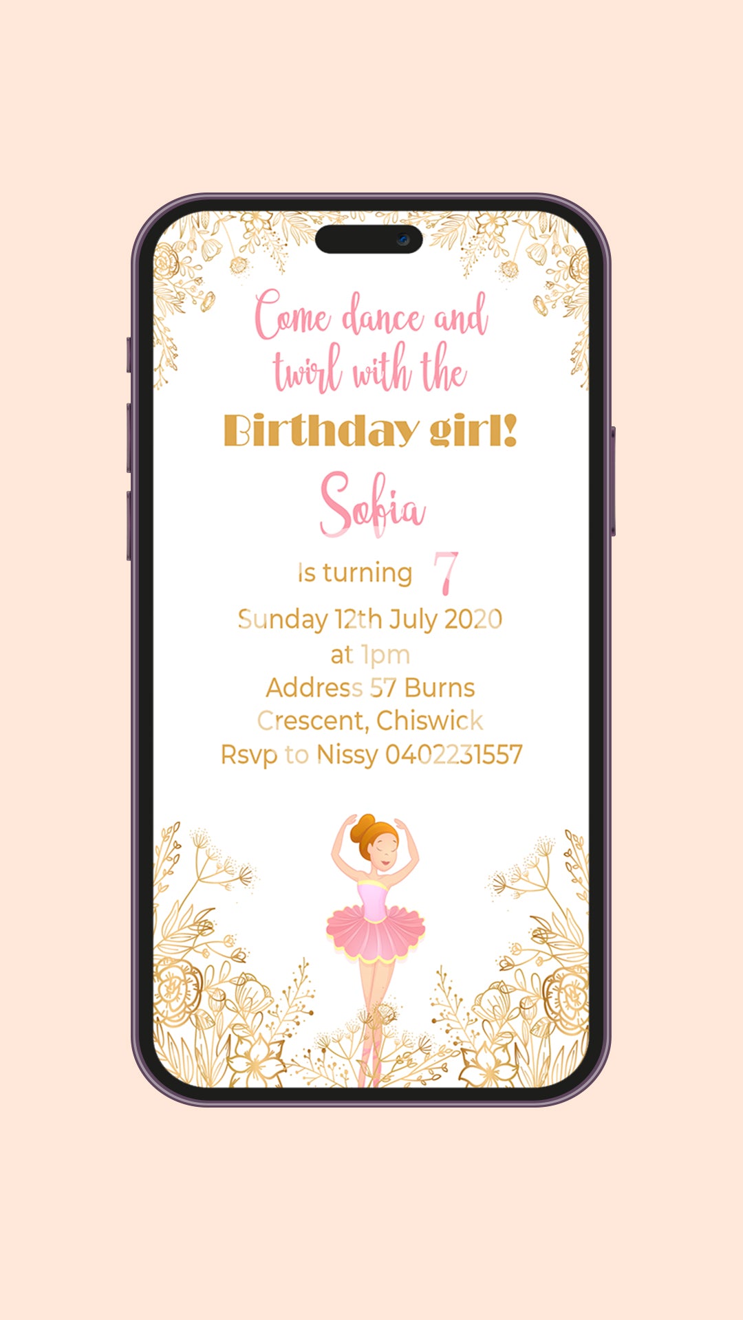 Graceful Celebration: The Ballerina Digital Birthday Video Invitation!