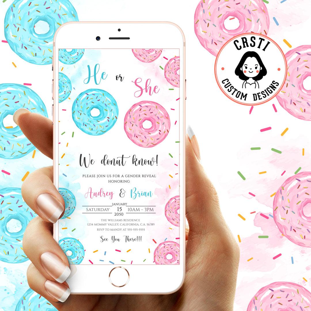 Donut Delight: Gender Reveal Party Digital Video Invitation Fun!